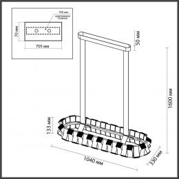 Odeon light 4993/80LA L-VISION ODL23 373 золотой/черный/металл/акрил Люстра LED 80W 3000K ASTURO  - 2 купить